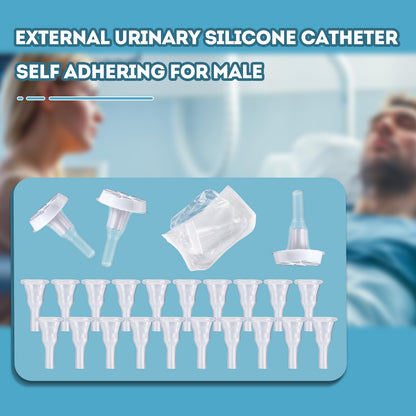 Silicone Male External Condom Catheter – Soft Self-Adhesive Wearable Sheath with Flexible Connection Tip for Urine Collection (Multiple Sizes & Counts)