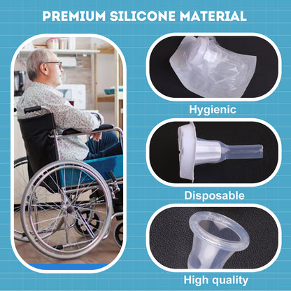 Silicone Male External Condom Catheter – Soft Self-Adhesive Wearable Sheath with Flexible Connection Tip for Urine Collection (Multiple Sizes & Counts)