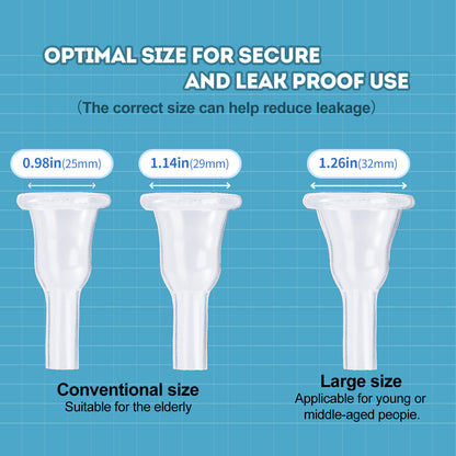 Silicone Male External Condom Catheter – Soft Self-Adhesive Wearable Sheath with Flexible Connection Tip for Urine Collection (Multiple Sizes & Counts)