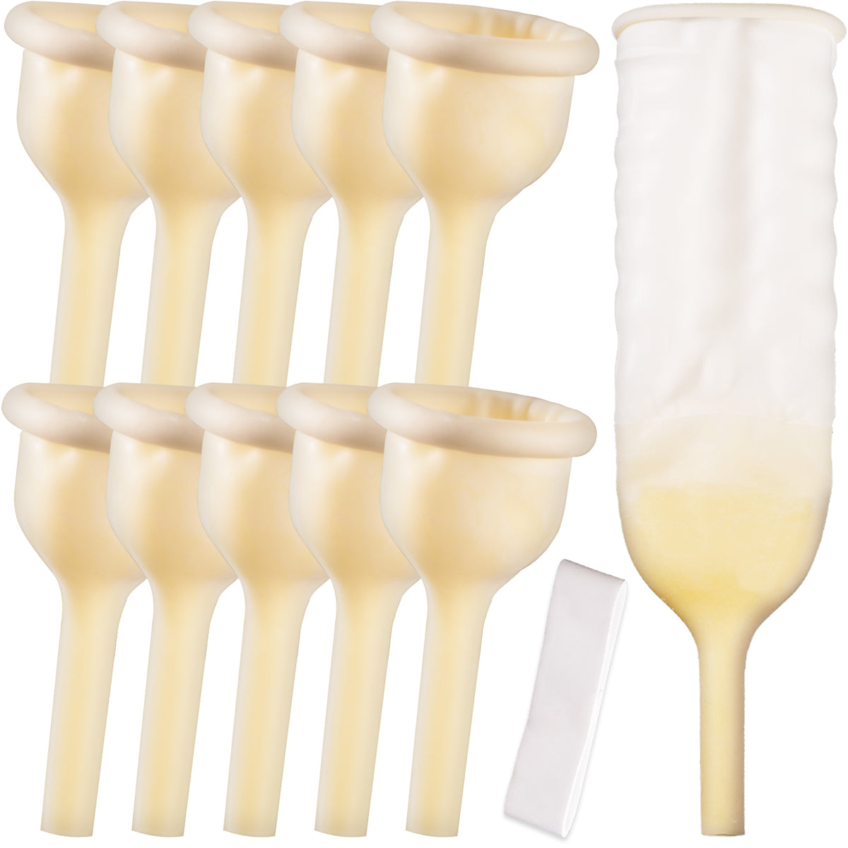 Male External Urine Collector with Soft Latex Sheath & Adhesive Straps – Individually Sealed Anti-Leak Condom Catheter (25mm–40mm)