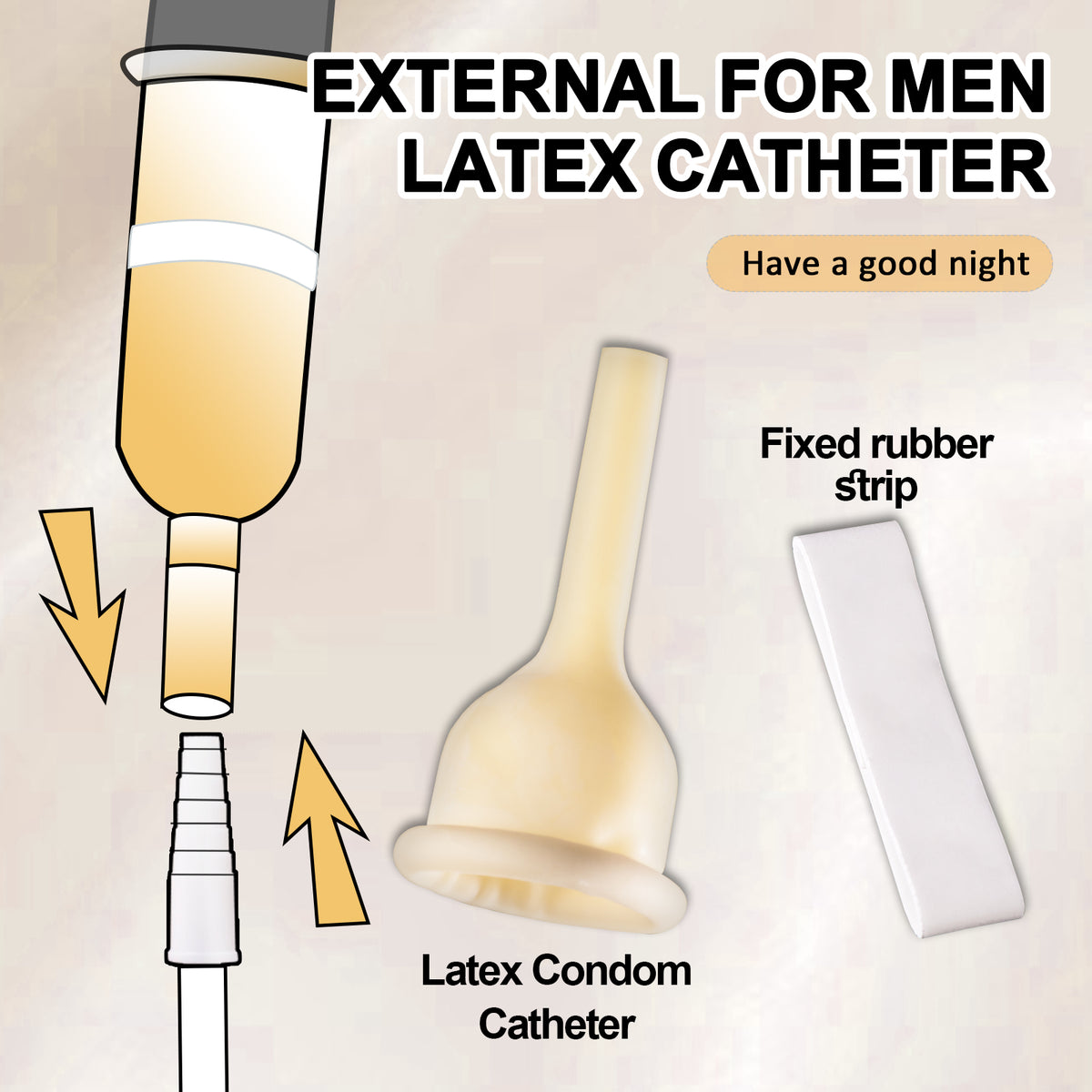 Male External Urine Collector with Soft Latex Sheath & Adhesive Straps – Individually Sealed Anti-Leak Condom Catheter (25mm–40mm)