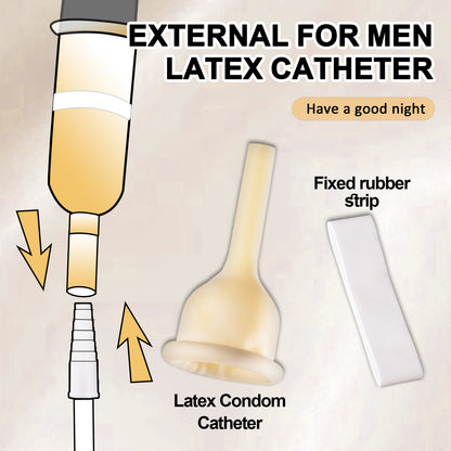 Male External Urine Collector with Soft Latex Sheath & Adhesive Straps – Individually Sealed Anti-Leak Condom Catheter (25mm–40mm)