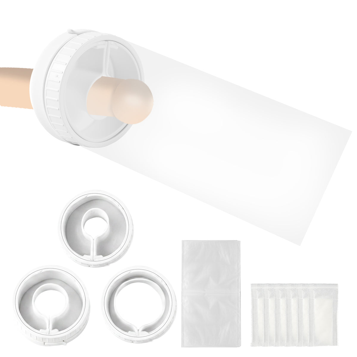 External Catheters for Men, Wearable Urine Collector with Soft Silicone Sleeves S M L, Portable Urine Collection System with 20 Disposable Bags and 6 Absorbent Packs for Nighttime and Rest