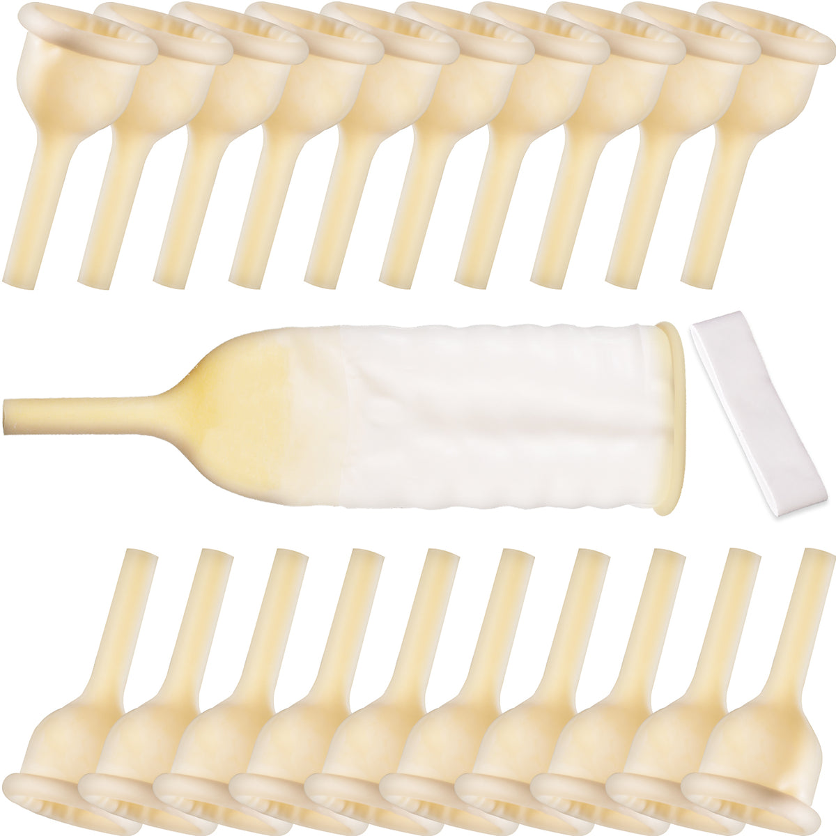 Male External Urine Collector with Soft Latex Sheath & Adhesive Straps – Individually Sealed Anti-Leak Condom Catheter (25mm–40mm)
