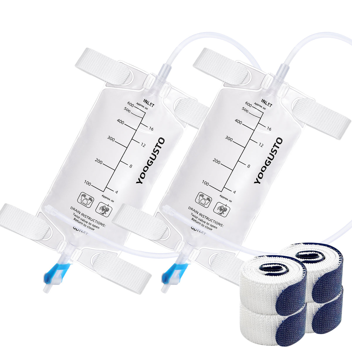 Nephrostomy Urine Drainage Bags (600ml) – Transparent Leg Bag with 24" Kink-Resistant Tube, Twist Drain Valve & Adjustable Soft Straps