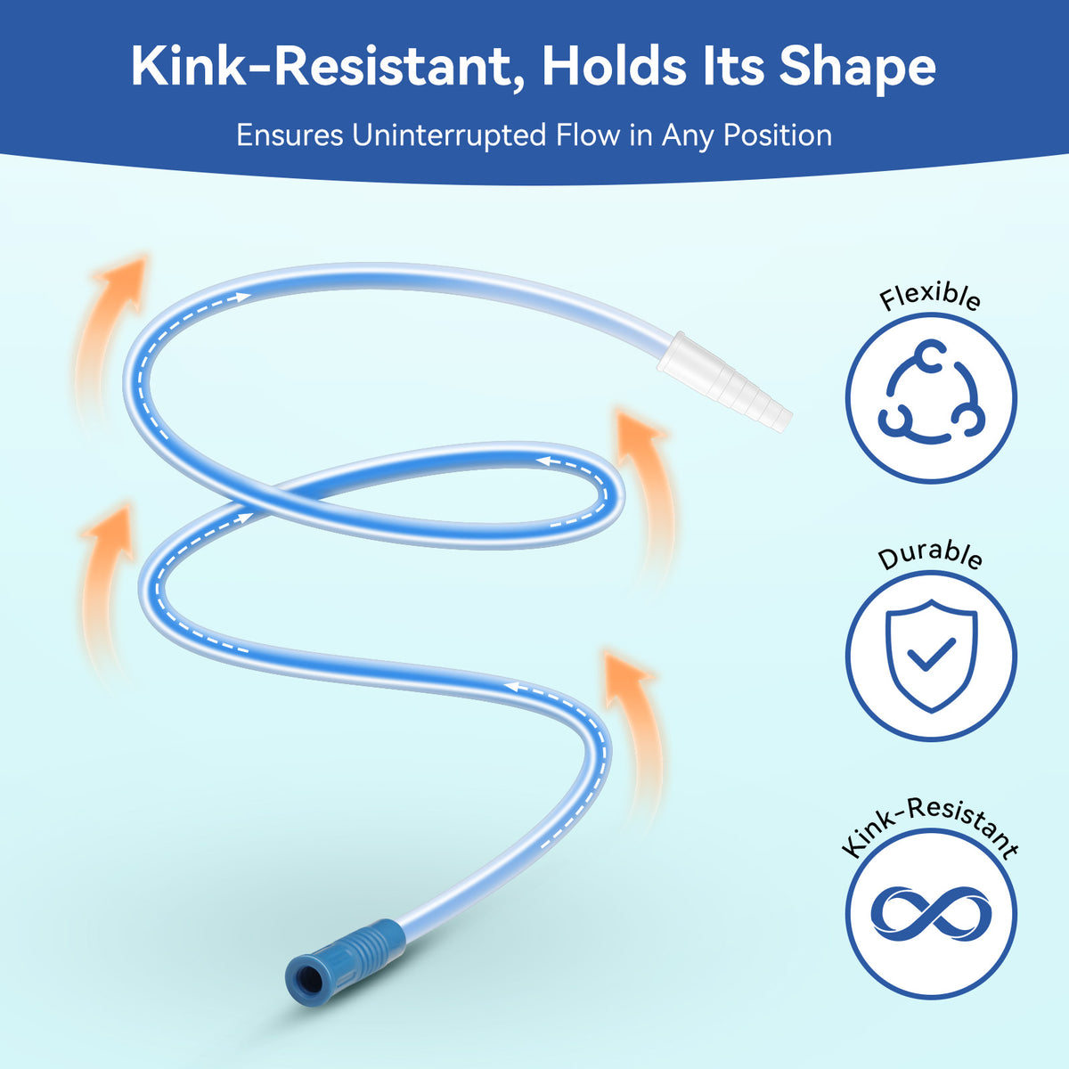 40" Leg Bag Extension Tubing – Flexible and Kink-Resistant Urinary Collection Tube Blue