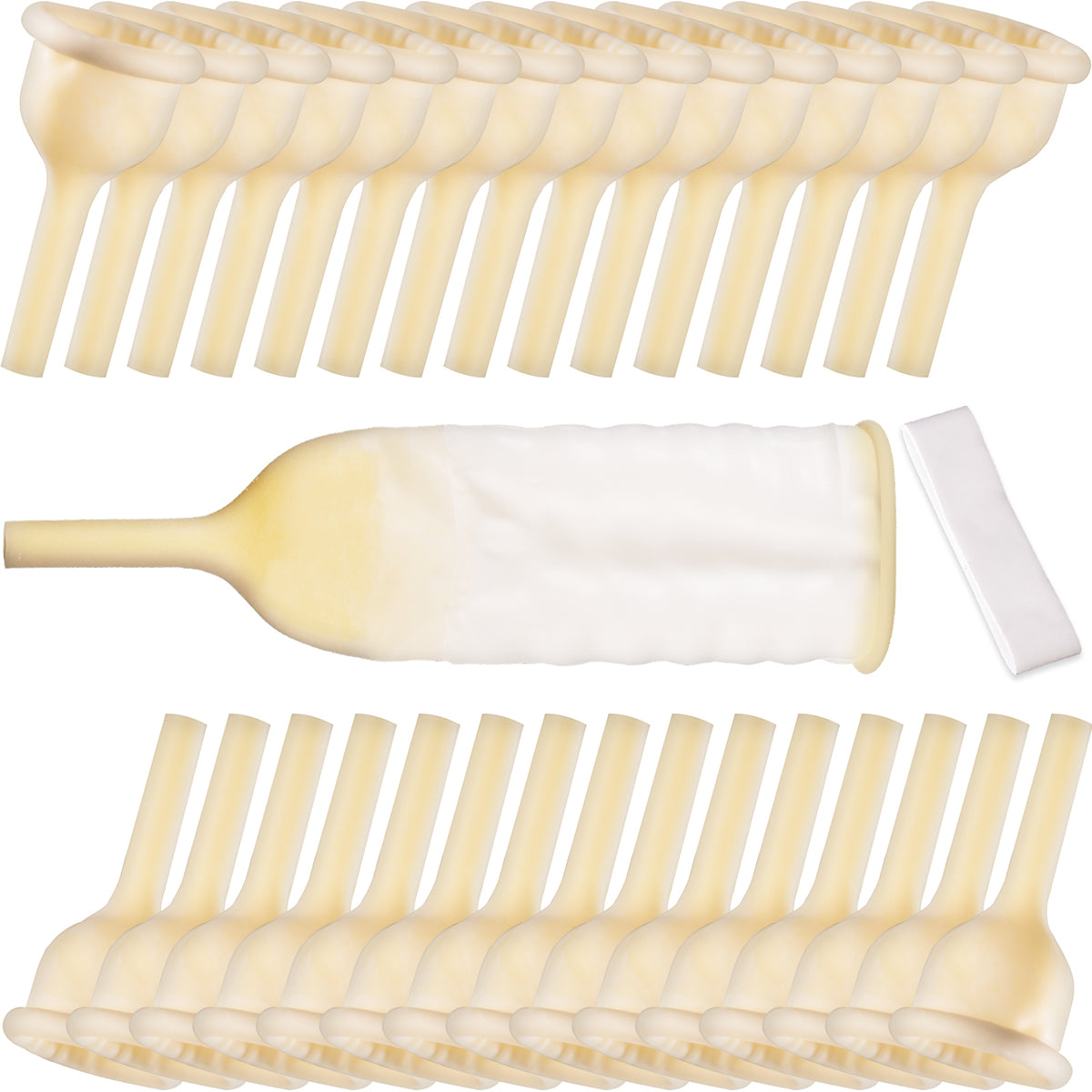 Male External Urine Collector with Soft Latex Sheath & Adhesive Straps – Individually Sealed Anti-Leak Condom Catheter (25mm–40mm)