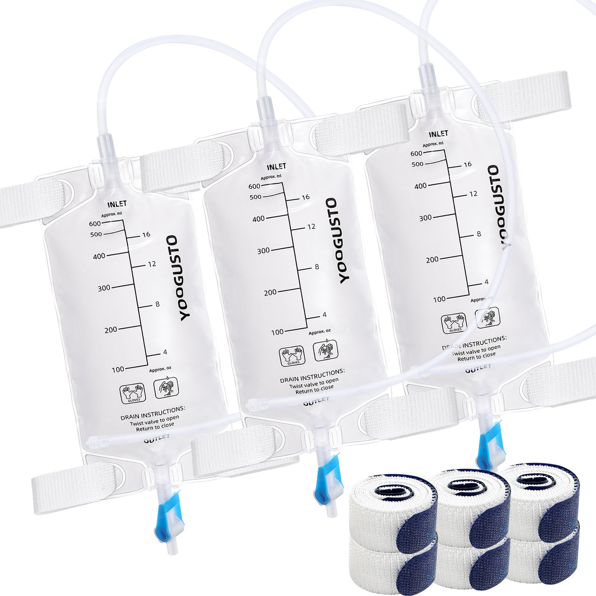 Nephrostomy Urine Drainage Bags (600ml) – Transparent Leg Bag with 24" Kink-Resistant Tube, Twist Drain Valve & Adjustable Soft Straps