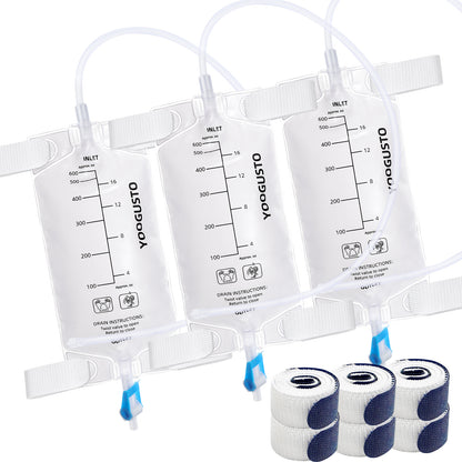 Nephrostomy Urine Drainage Bags (600ml) – Transparent Leg Bag with 24" Kink-Resistant Tube, Twist Drain Valve & Adjustable Soft Straps
