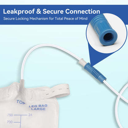 40" Leg Bag Extension Tubing – Flexible and Kink-Resistant Urinary Collection Tube Blue