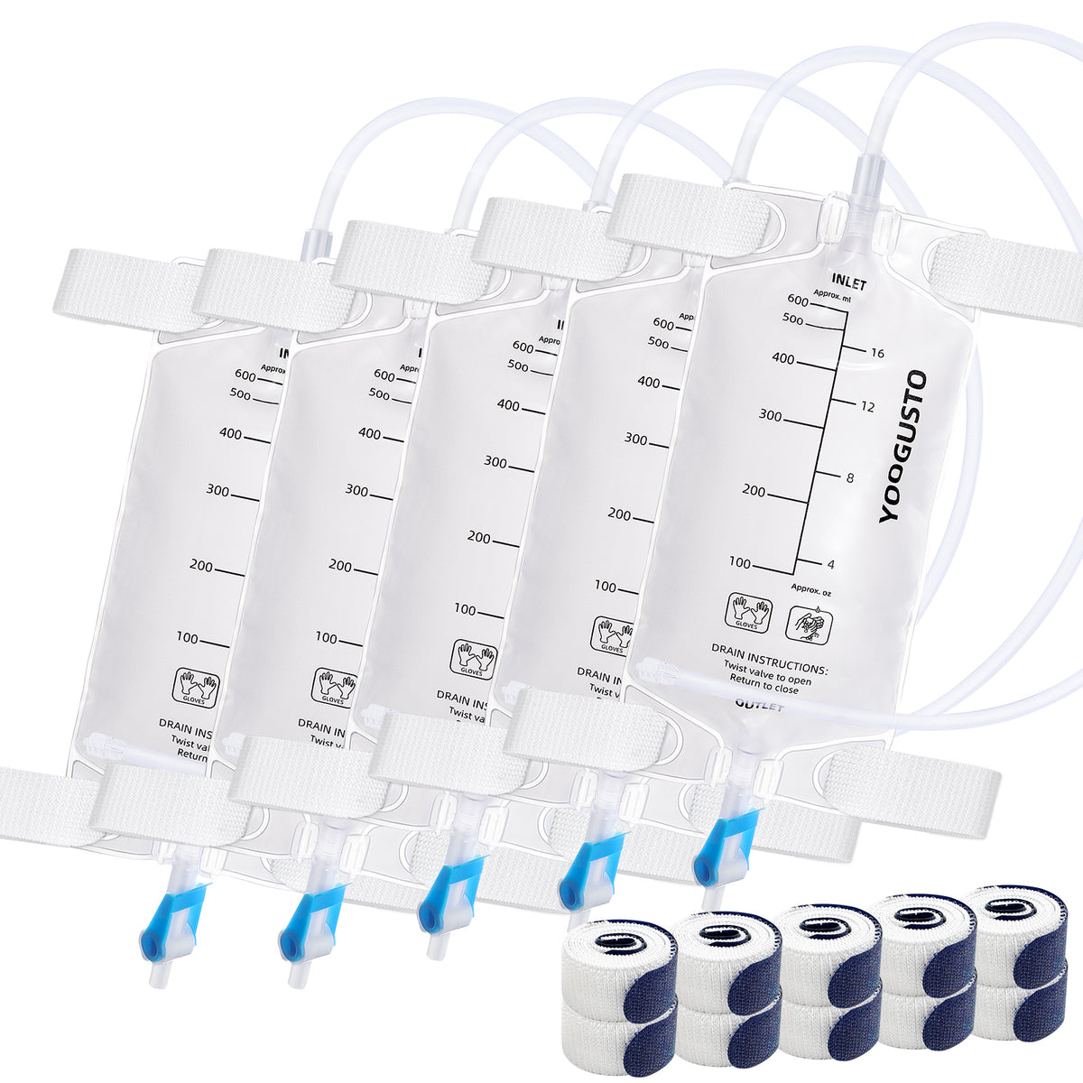 Nephrostomy Urine Drainage Bags (600ml) – Transparent Leg Bag with 24" Kink-Resistant Tube, Twist Drain Valve & Adjustable Soft Straps