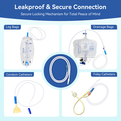 40" Leg Bag Extension Tubing – Flexible and Kink-Resistant Urinary Collection Tube Blue