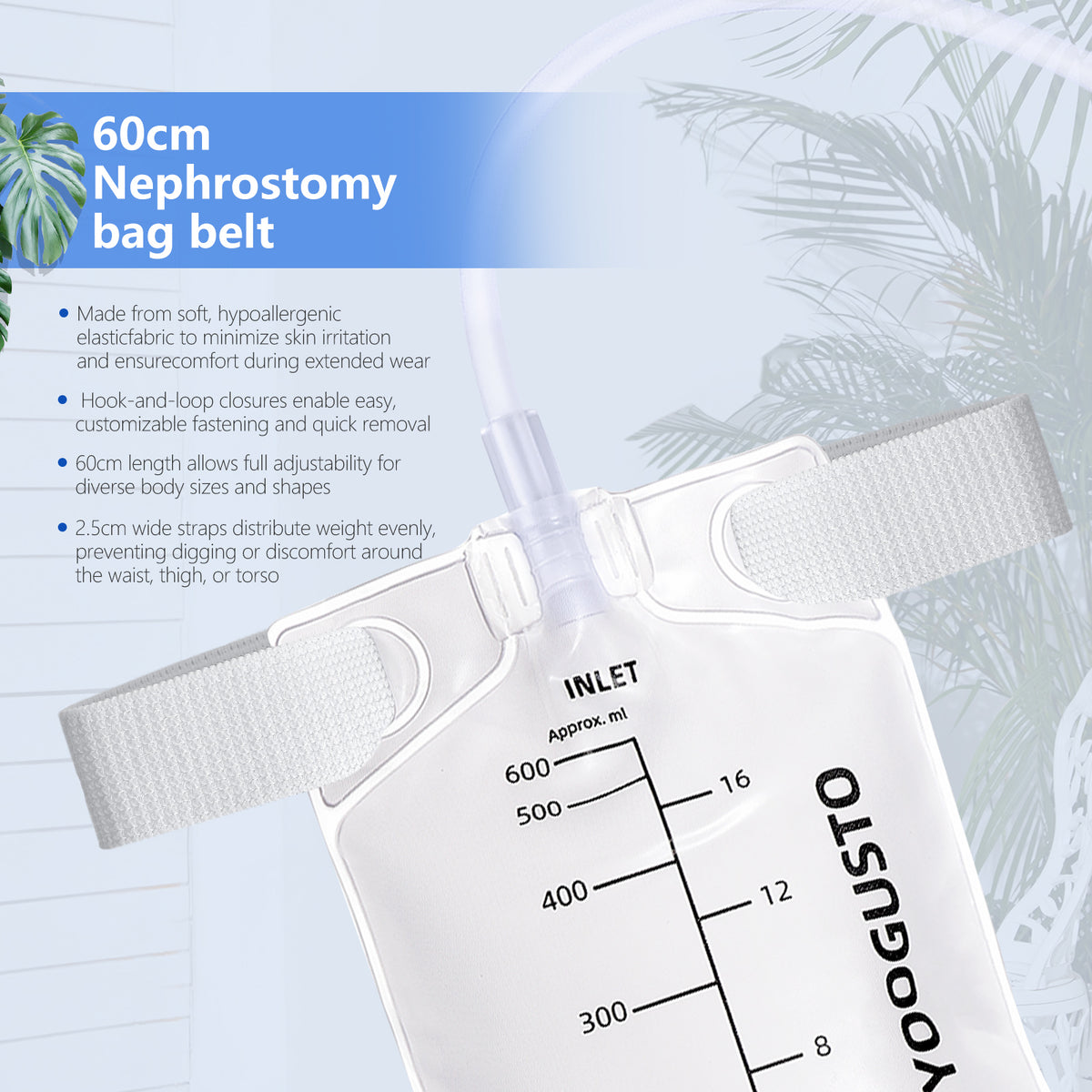 Nephrostomy Urine Drainage Bags (600ml) – Transparent Leg Bag with 24" Kink-Resistant Tube, Twist Drain Valve & Adjustable Soft Straps