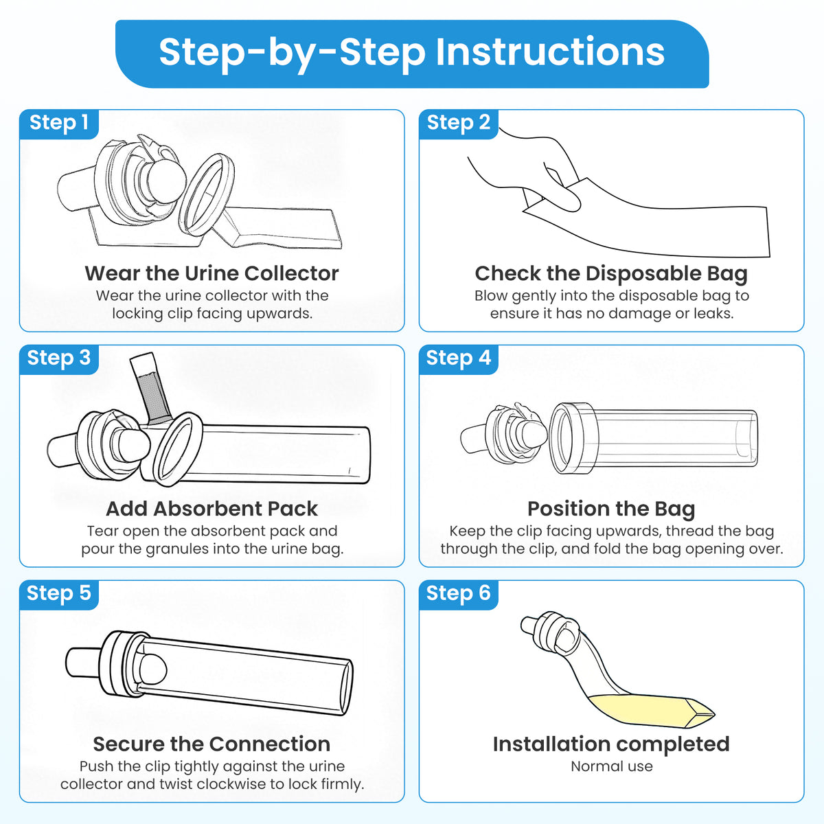 External Catheters for Men, Wearable Urine Collector with Soft Silicone Sleeves S M L, Portable Urine Collection System with 20 Disposable Bags and 6 Absorbent Packs for Nighttime and Rest